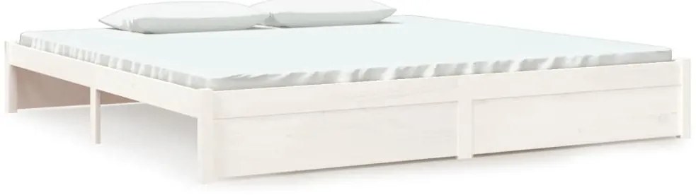 814970 vidaXL Рамка за легло, бяла, дърво масив, 200x200 см