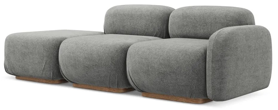 Сив модулна лежанка от букле (ляв ъгъл) Ailani – Makamii