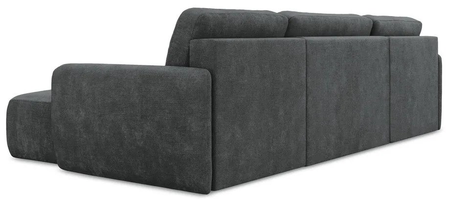 Тъмносив шенилов разтегателен ъглов диван с място за съхранение (U форма) Lilo – Makamii