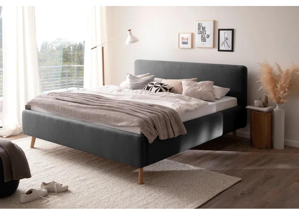 Тъмно сиво двойно легло с решетка и място за съхранение , 180 x 200 cm Mattis - Meise Möbel