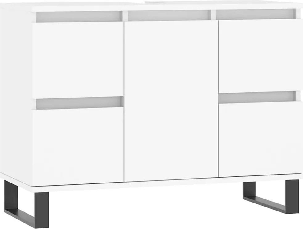 831660 vidaXL Шкаф за баня, бял, 80x33x60 см, инженерно дърво