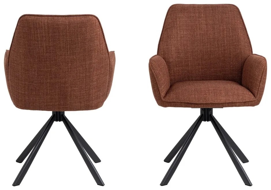 Тапицирани трапезни столове в комплект с подлакътници 2 бр. в тухлен цвят Glenda – Actona