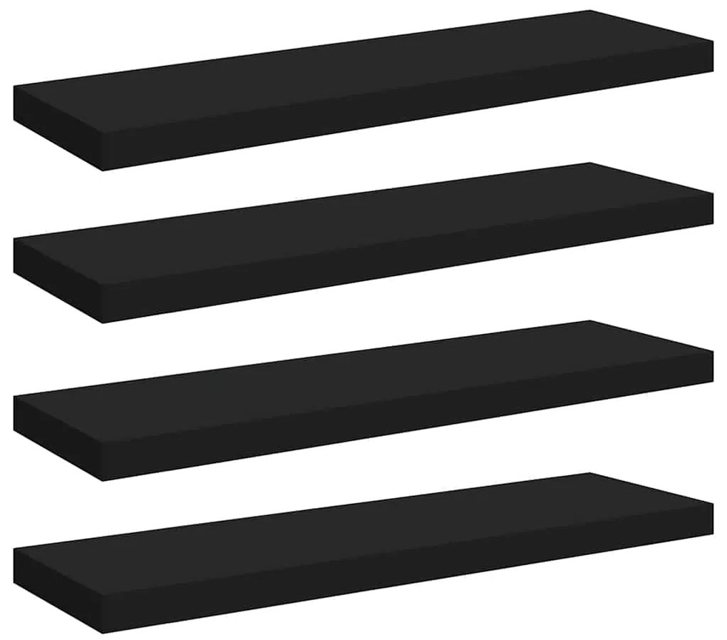 323837 vidaXL Окачени стенни рафтове, 4 бр, черни, 80x23,5x3,8 см, МДФ