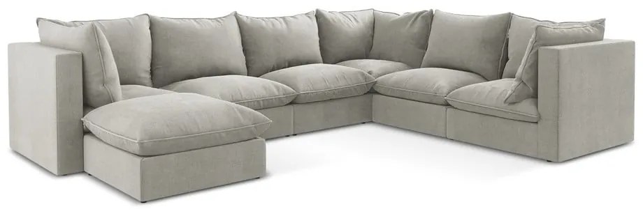 Светлосив ъглов диван (десен ъгъл/U форма) Manao – Makamii