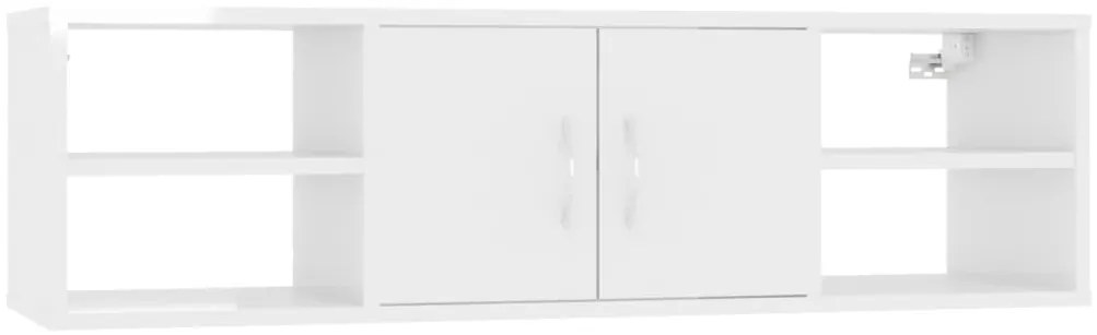 806262 vidaXL Стенен рафт, бял гланц, 102x30x29 см, инженерно дърво