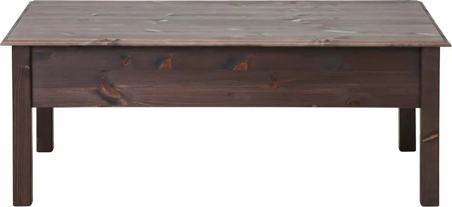 Тъмнокафява масичка за кафе от масивен бор с 2 чекмеджета Linda - Støraa