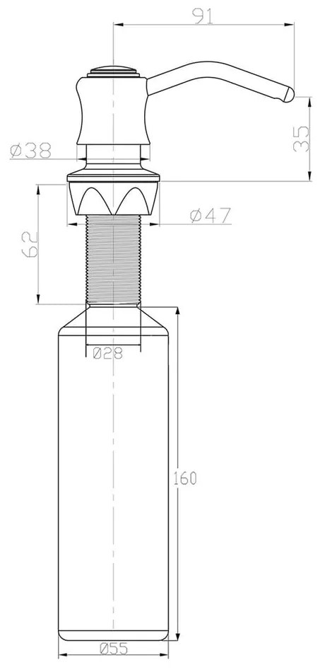 Пластмасов дозатор за сапун за вграждане в бронзов цвят 350 ml – Sapho