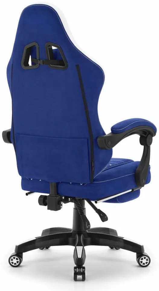 Удобен геймърски и офис стол HC-1015 с поставка за крака - син