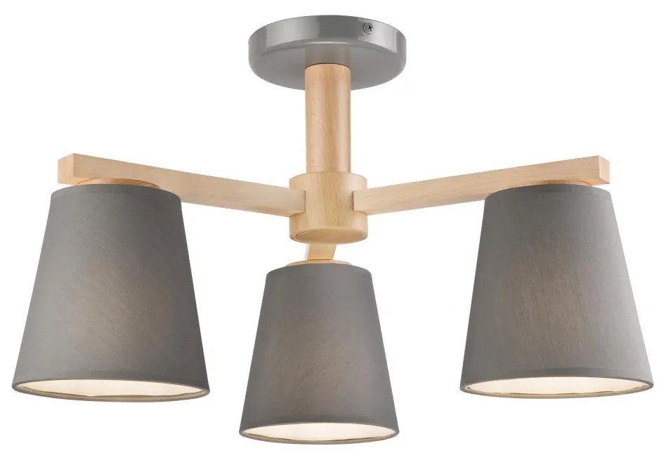Плафон ELLIE 3xE27/60W/230V сив/бук, приспособен към таван