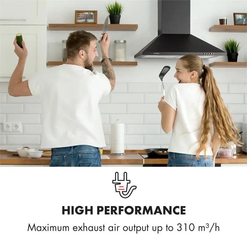 Klarstein Zugspitze 60, абсорбатор, 65 W, стенен монтаж, 310 m³/ч, LED