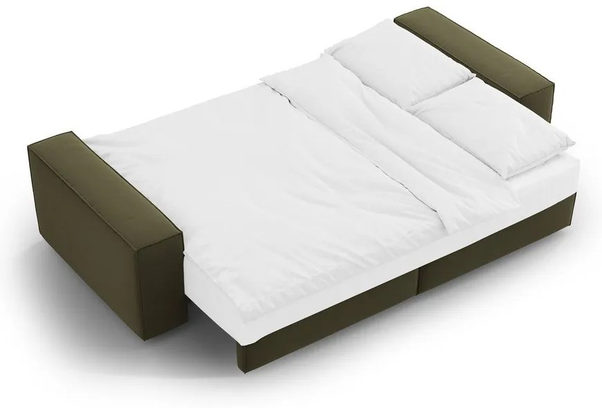 Зелен кадифен сгъваем/с място за съхранение диван 247 cm Jodie – Micadoni