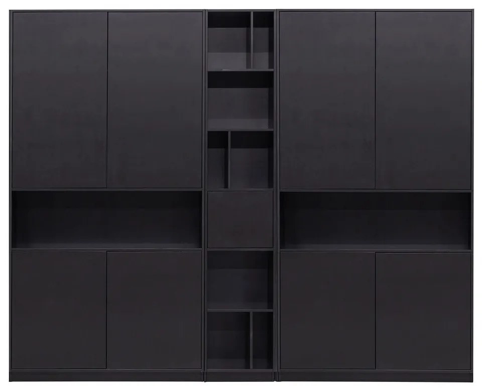 Черна модулна библиотека от масивен бор 260x210 cm Finca – WOOOD