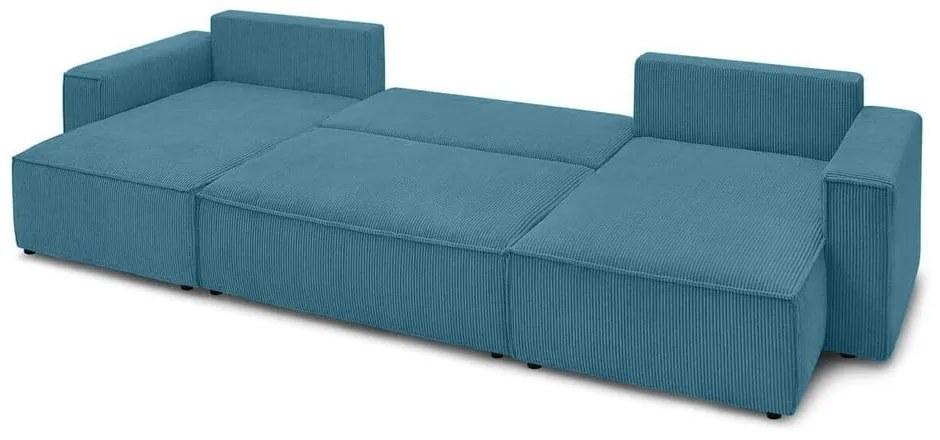 Тюркоаз сгъваем ъглов диван от рипсено кадифе Nihad – Bobochic Paris