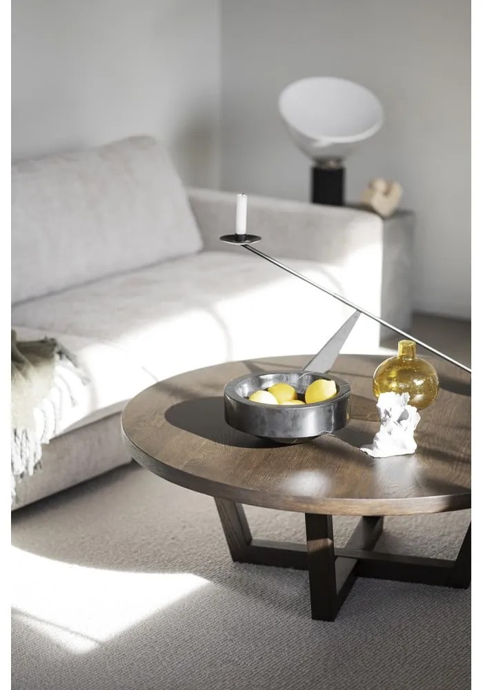 Тъмнокафява кръгла масичка за кафе от декор от дъб ø 110 cm Boxford – Rowico