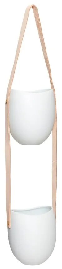 Две керамични саксии за окачване с кожена каишка Ivy - Hübsch