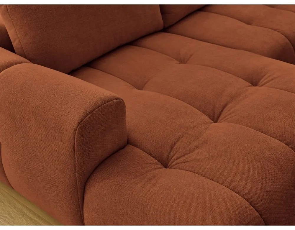 Сгъваем/с място за съхранение ъглов диван в тухлен цвят (десен ъгъл/U форма) Fuji – Bobochic Paris