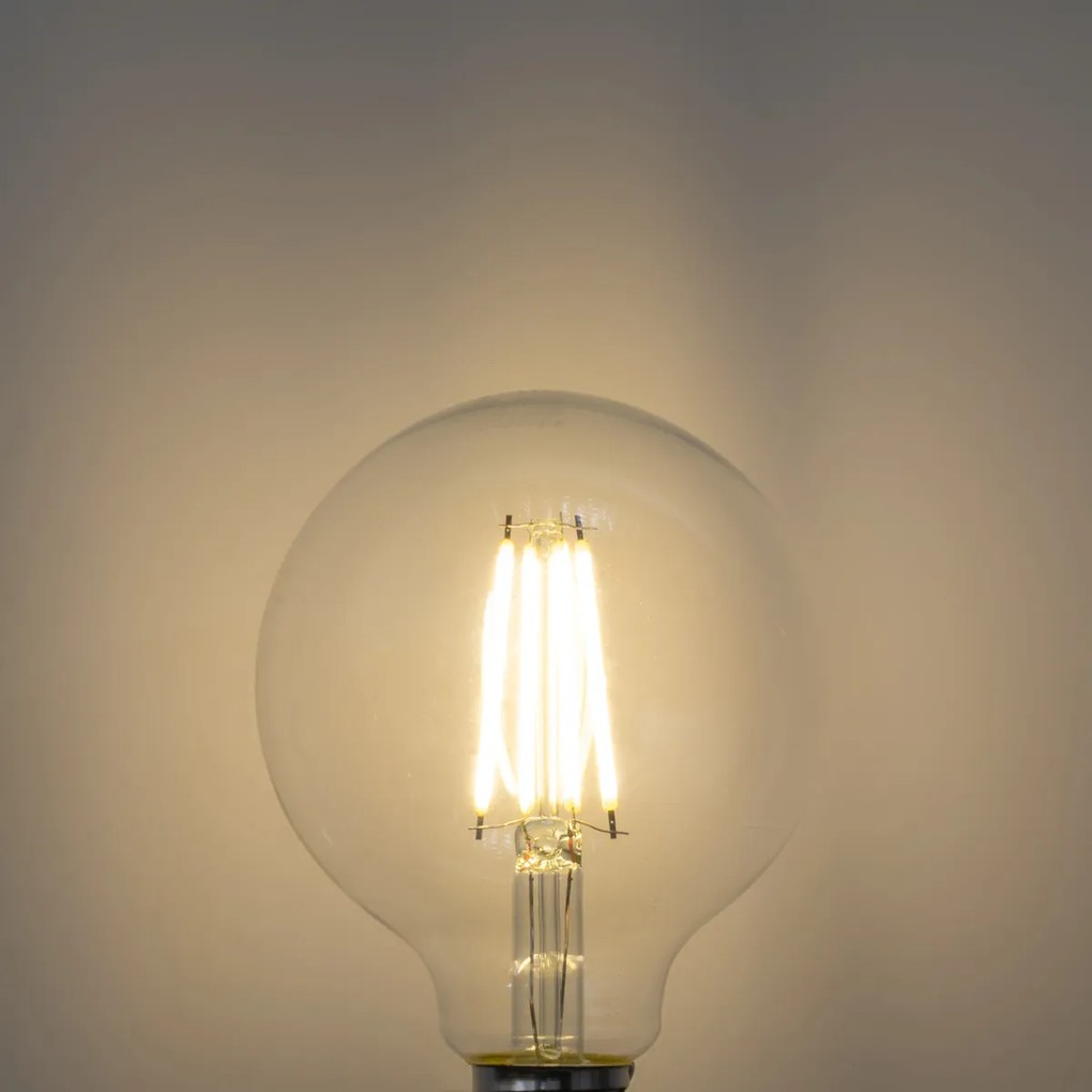 Комплект от 5 LED крушки E27 G95 прозрачна нажежаема жичка 3.8W 806 lm 3000K