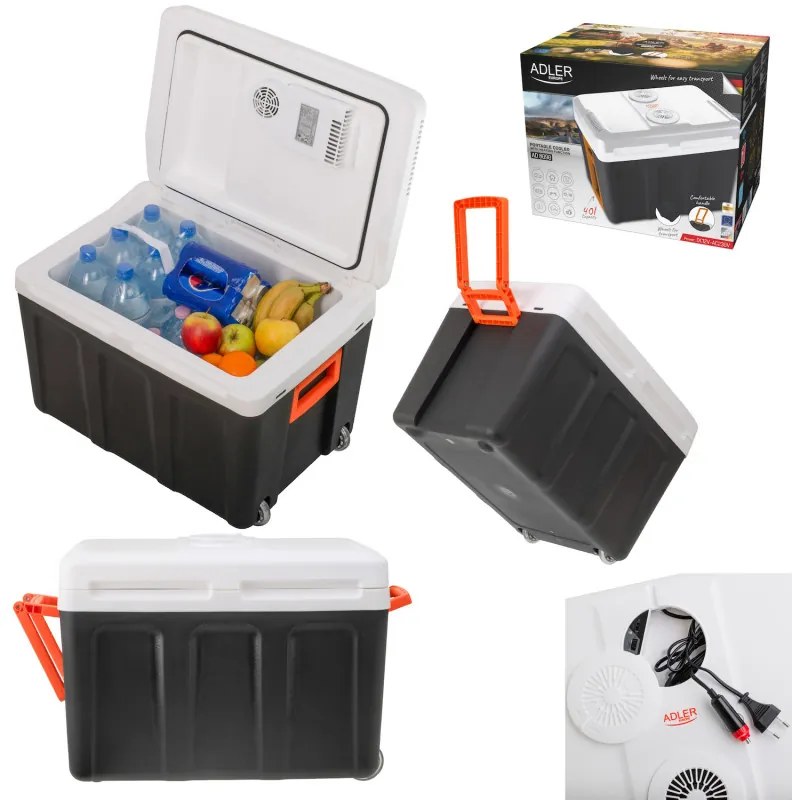 Хладилна кутия Adler AD 8090, 40 л, 58 W, 12/220/240V, Климатичен клас N, Специална изолация C5H10, Сив