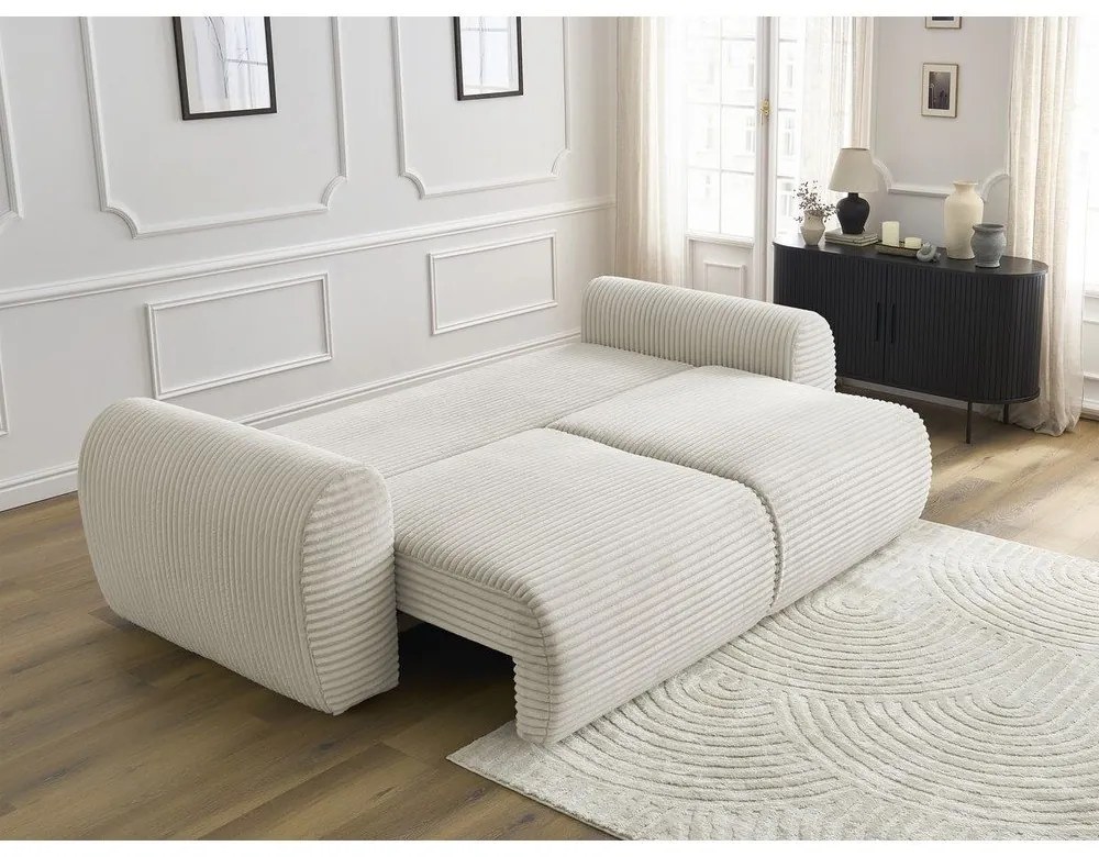 Кремав разтегателен диван от рипсено кадифе 257 cm Lucien – Bobochic Paris