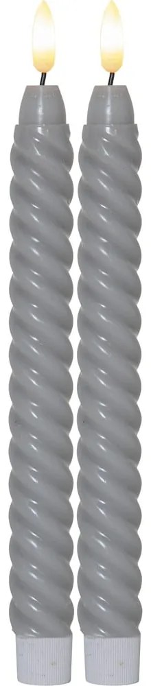 Комплект от 2 LED свещи от сив восък, височина 25 см Flamme Swirl Antique - Star Trading