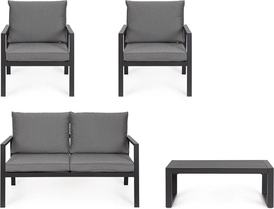 Антрацитен алуминиев градински комплект за отдих за 4 Hilde – Bizzotto