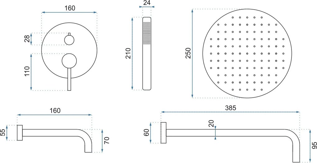 Вграден комплект вана-душ Rea Lungo Titan