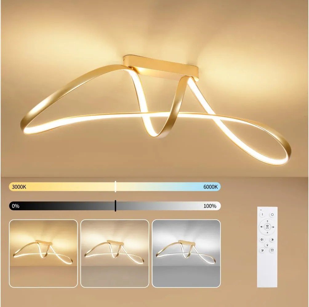 Brilagi-LED Плафон с възможност за димиране TWISTER LED/60W/230V 3000-6000K златен+ДУ