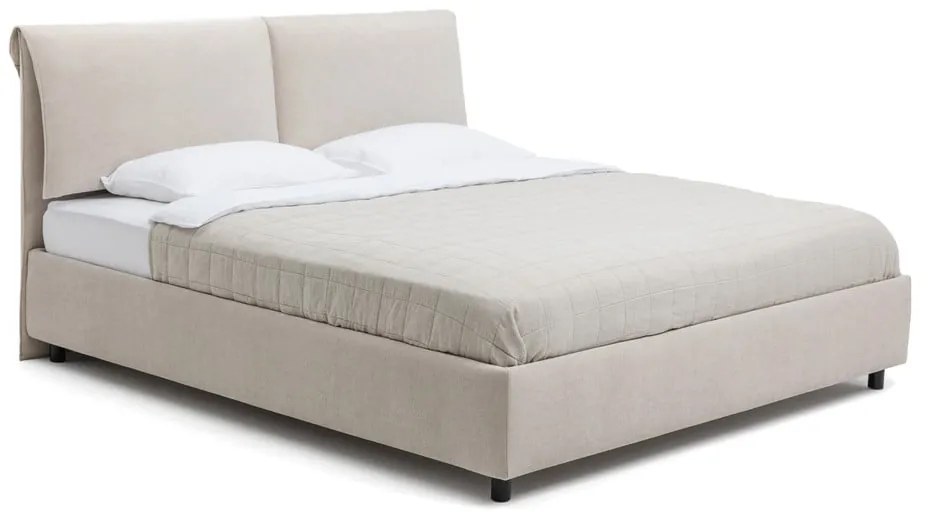 Бежово тапицирано двойно легло с място за съхранение и включена подматрачна рамка 180x200 cm Myra Pillow – Bonami Selection