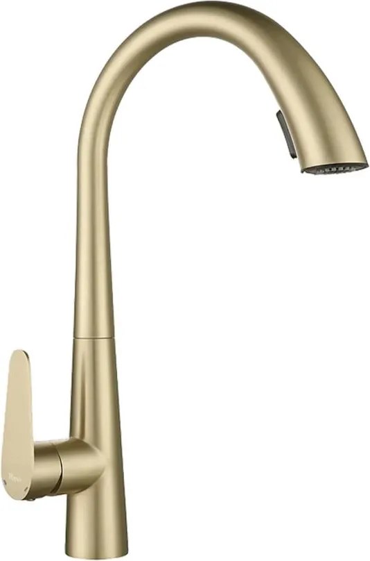 REA-B5312 - Кухненски смесител ROSS с изтеглящ се душ, 43 см, матирано златно покритие