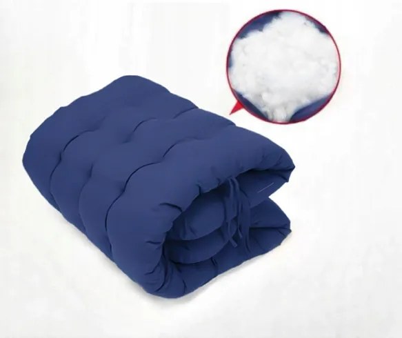 Градински шезлонг с черна рамка и възглавница Син