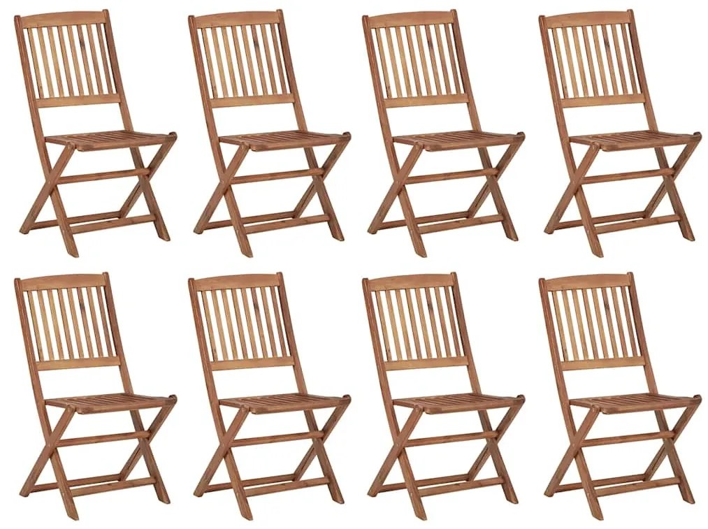 3075121 vidaXL Сгъваеми градински столове с възглавници 8 бр акация масив