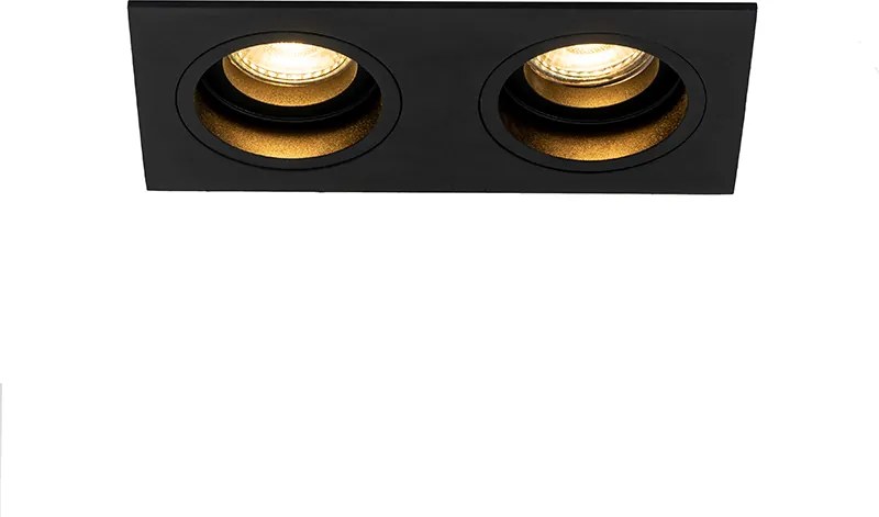 Интелигентен вграден прожектор черен правоъгълен регулируем вкл. 2 WiFi GU10 - Chuck