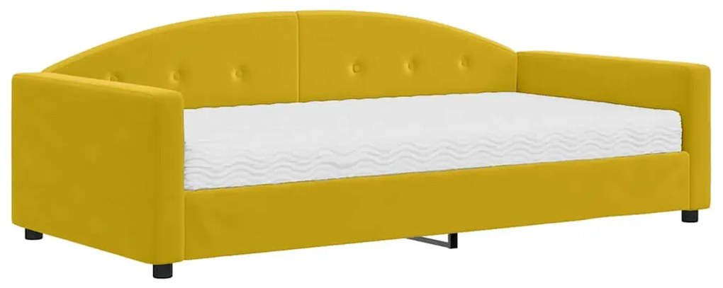 3197289 vidaXL Канапе с матрак, жълто, 100x200 см, кадифе