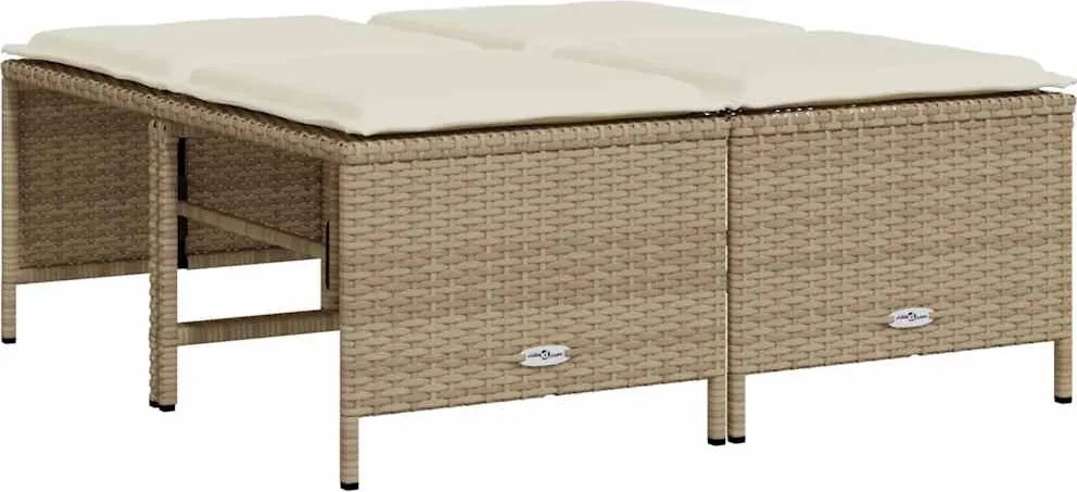 368366 vidaXL Градински табуретки с възглавници, 4 бр, бежови полиратан