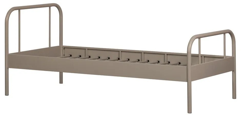 Бежово метално единично легло с включена подматрачна рамка 90x200 cm Mata – WOOOD