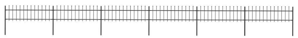 Градинска ограда с пики, стомана, 10,2x0,6 м, черна
