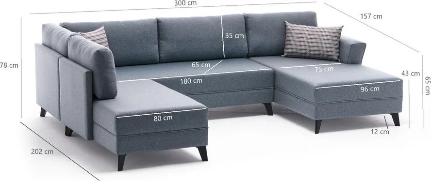 Бежов ъглов разтегателен диван (U-образен) Belen - Balcab Home