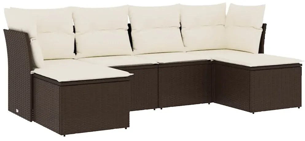 3218013 vidaXL Градински комплект с възглавници, 6 части, кафяв, полиратан