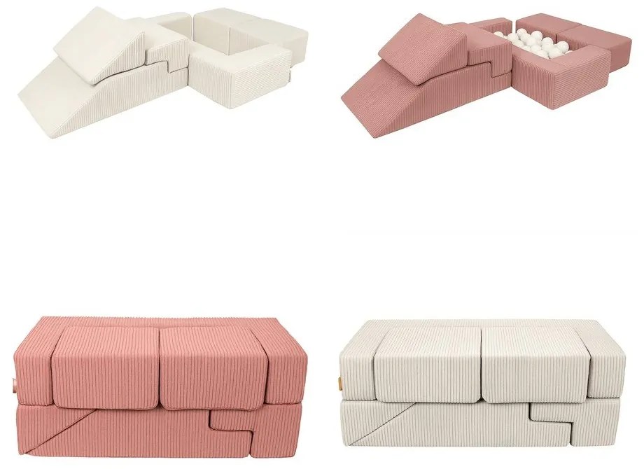 Розово велурено игрище от пяна 100x35x40 cm Montessori – Meowbaby