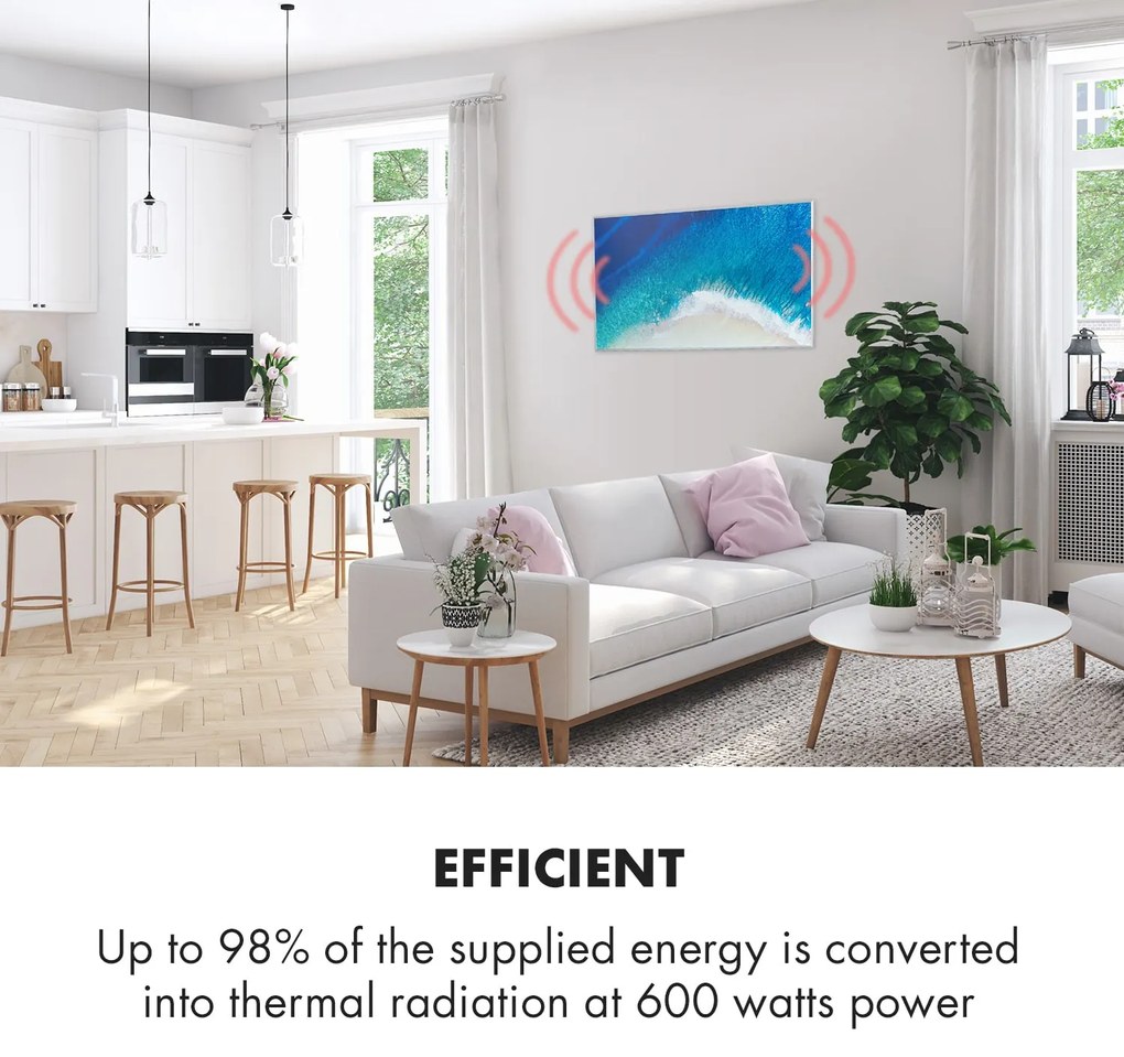 Klarstein Wonderwall Air Stand, инфрачервен отоплител, 101 x 60 см, 600 W, инсталиране на стена, дистанционно управление
