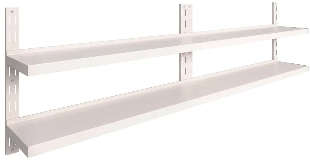 3055901 vidaXL Стенни рафтове на 2 нива, 2 бр, неръждаема стомана, 300x30 см