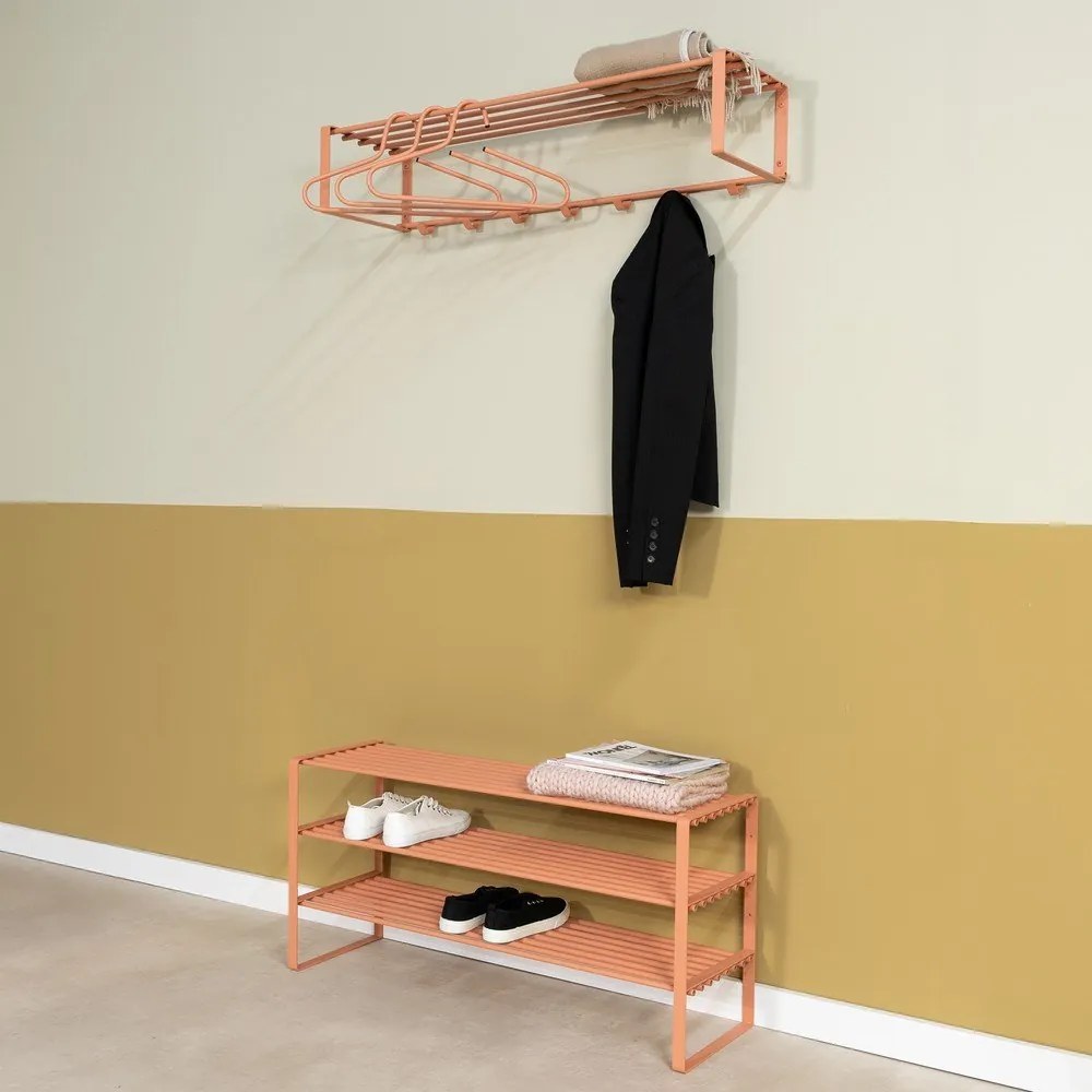 Стоманена стойка за обувки в цвят сьомга 100x48,5x29 cm Rex – Spinder Design