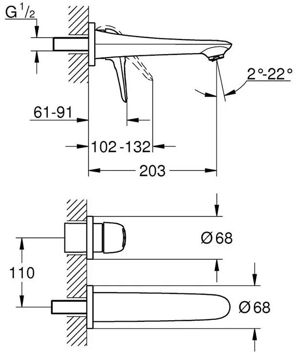 Тоалетна стенен кран Grohe Eurostyle New