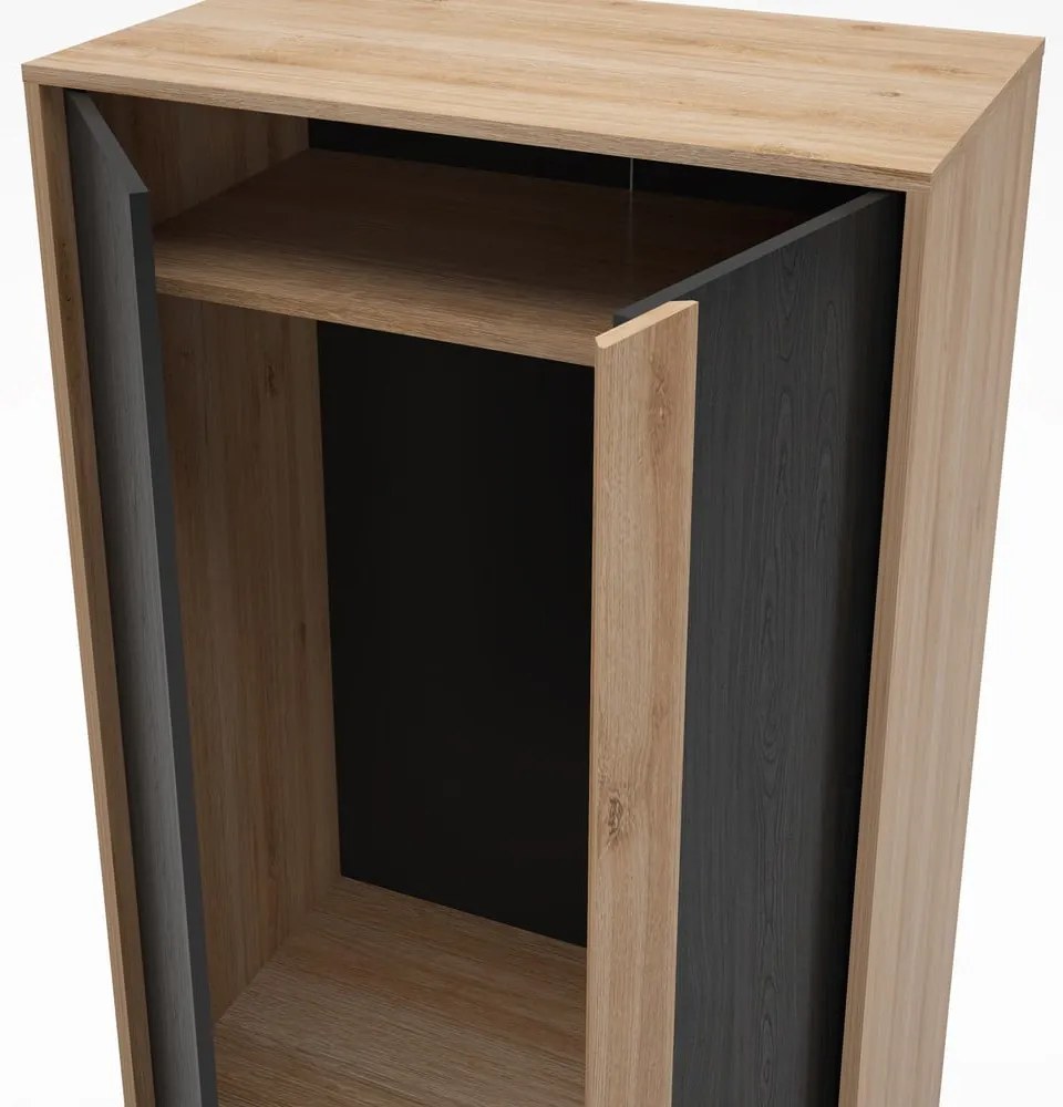 Черно-естествен гардероб от декор от дъб 90x180x53 cm Dennis – Marckeric