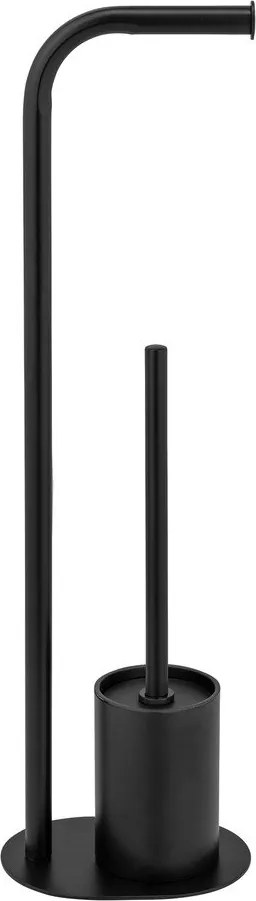 Черна стоманена поставка за тоалетна хартия стойка с четка Levante – Wenko