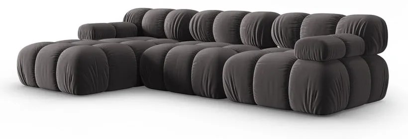 Тъмносив кадифен диван 285 cm Bellis - Micadoni Home