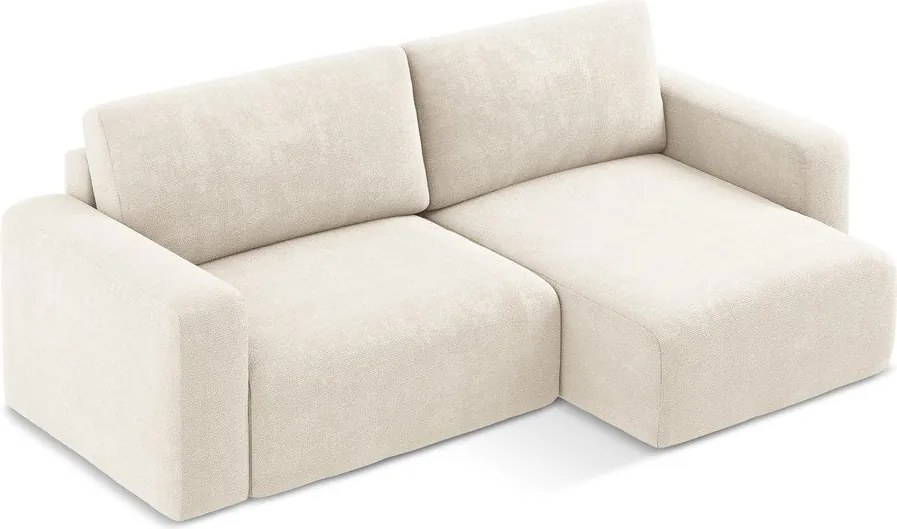 Кремав шенилов сгъваем/с място за съхранение ъглов диван (десен ъгъл) Kona – Makamii