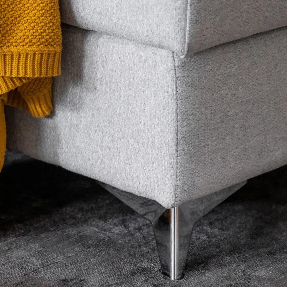 Светлосив сгъваем/с място за съхранение ъглов диван (десен ъгъл/U форма) Louis – ELTAP