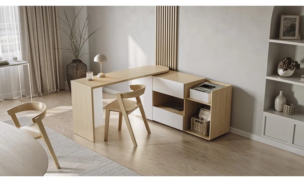 Работна маса с дъбов плот 48x159 cm Tango – TemaHome