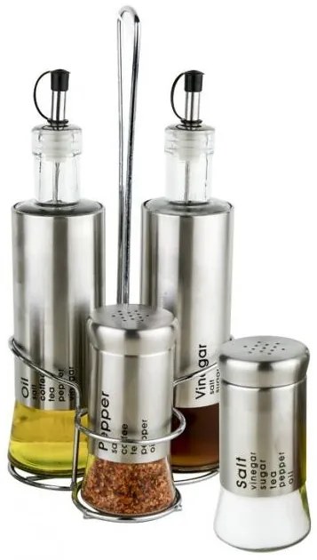 Top - Стъклен оливерник 4-ка с хромирана повърхност (80898S/S)